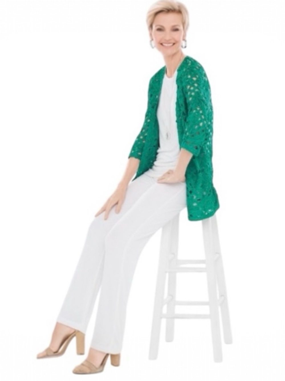Travelers Collection by Chico’s Cabana Green Wrinkle-Free Soutache Jacket Size 8